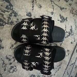 Kappa Black Sandals with Quilted Straps and Omini Logo